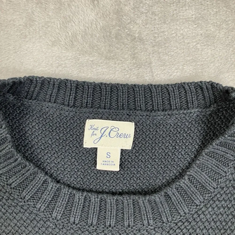 J Crew Sweater Mens S Black Premium Basket-stitch Crewneck Cotton Preppy Fall